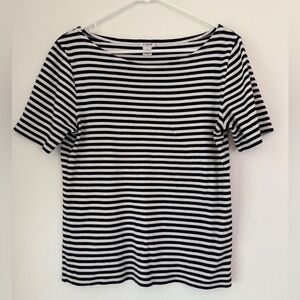 J. Crew Perfect Fit T Shirt Womens M Short Sleeve Crewneck Black White Striped